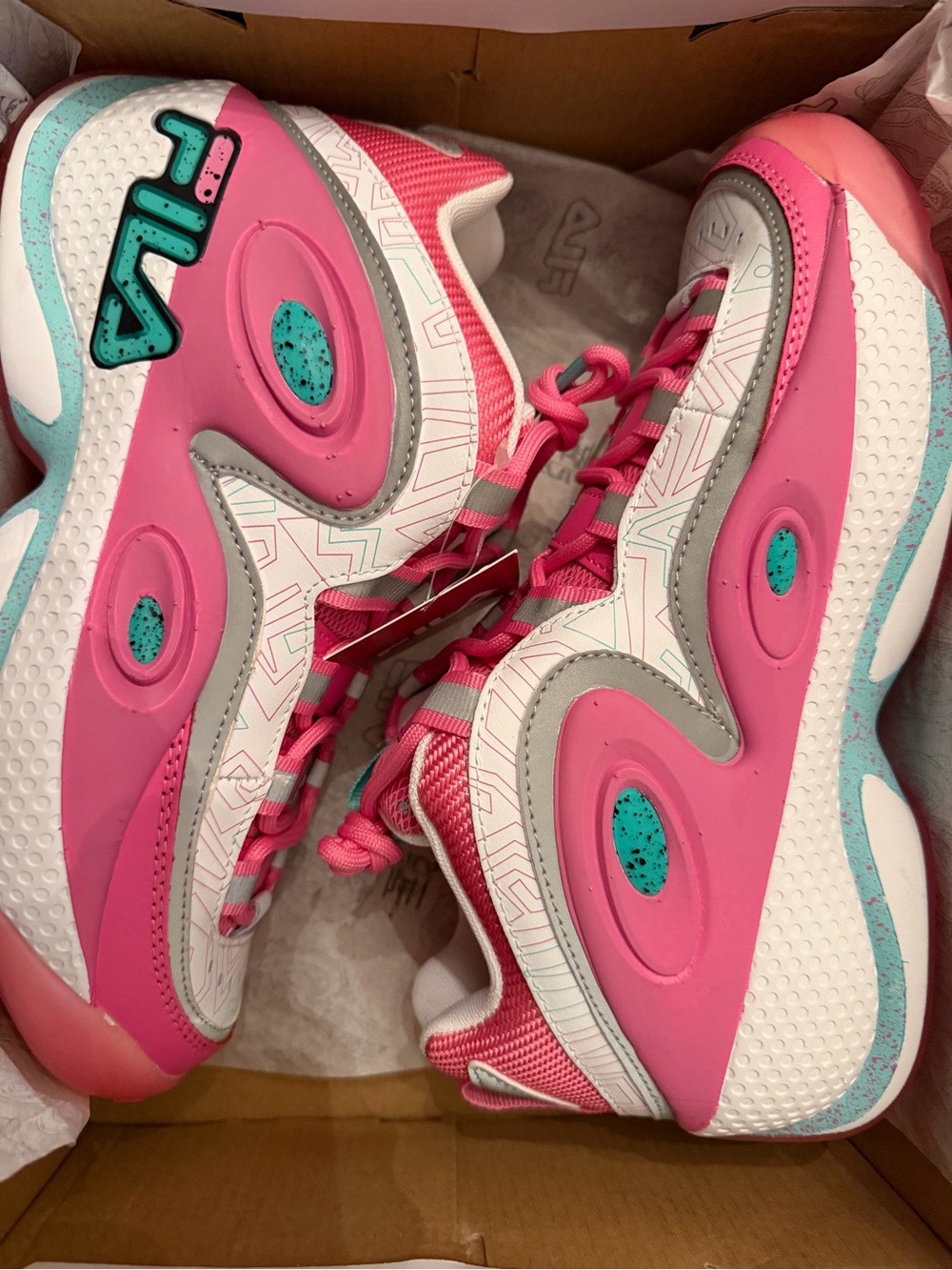 FILA Pink, Teal & White Retro-Style Women's Sneakers